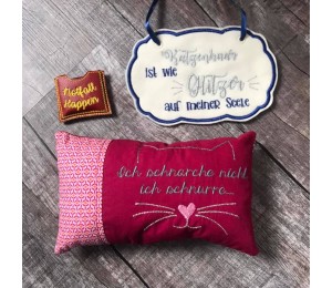 Stickserie ITH - Kissen "Ich schnarche nicht" 3 Motive, 12 Varianten